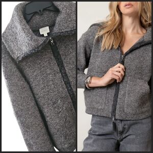 NEW! CYRUS Knit Sweater Type- Wool Blend Wide Collar Zip-Up Jacket Coat Small.